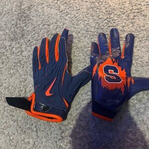 Nike Navy and Orange Athletic Gloves